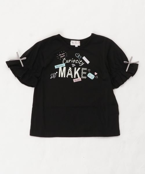 motherways(マザウェイズ)の「ガールズ 5分袖キャンディースリーブTシャツ 全7柄(Tシャツ/カットソー)」|ブラック