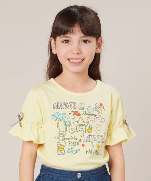 motherways(マザウェイズ)の「ガールズ 5分袖キャンディースリーブTシャツ 全7柄(Tシャツ/カットソー)」|イエロー系その他