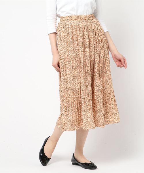 おしゃれスタ(オシャレスタ)の「プチフラワー柄 プリーツギャザーSK(LC)(スカート・レディース・ベージュ/ブラック・FREE)」の10枚目の写真