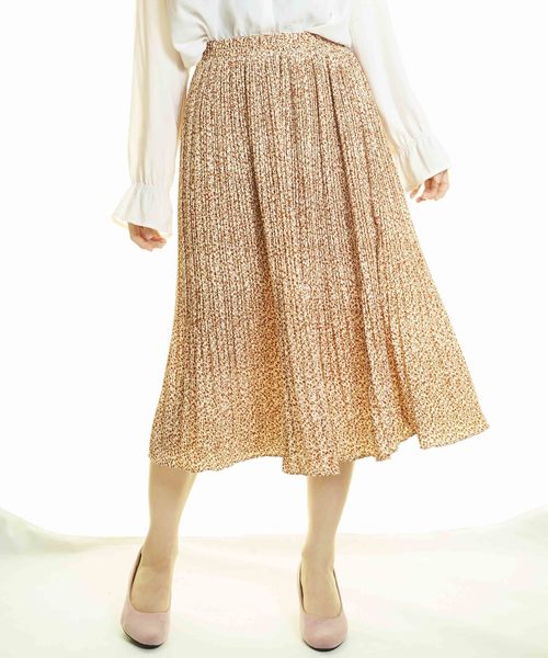 おしゃれスタ(オシャレスタ)の「プチフラワー柄 プリーツギャザーSK(LC)(スカート・レディース・ベージュ/ブラック・FREE)」の8枚目の写真