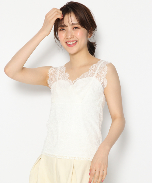 Heather（ヘザー）の「レースVタンク　837844（タンクトップ・レディース・ホワイト/ブラック/ピンク・FREE）」の4枚目の写真