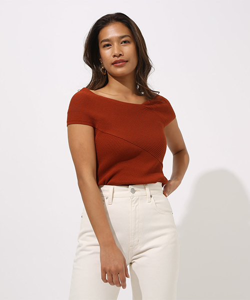 Azul By Moussy アズールバイマウジー の Kashkur Off Shoulder Knit Tops カシュクールオフショルダーニットトップス ニット セーター Wear