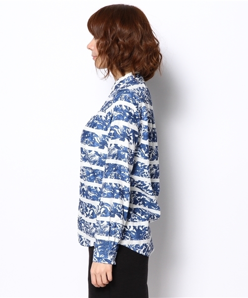 Ray BEAMS（レイビームス）の「●White Mountaineering×Ray BEAMS / 別注 ボタニカルボーダー シャツ（シャツ/ブラウス・レディース・グリーン/ネイビー・ONE SIZE）」の9枚目の写真