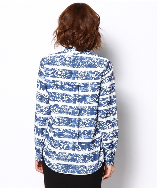 Ray BEAMS（レイビームス）の「●White Mountaineering×Ray BEAMS / 別注 ボタニカルボーダー シャツ（シャツ/ブラウス・レディース・グリーン/ネイビー・ONE SIZE）」の10枚目の写真