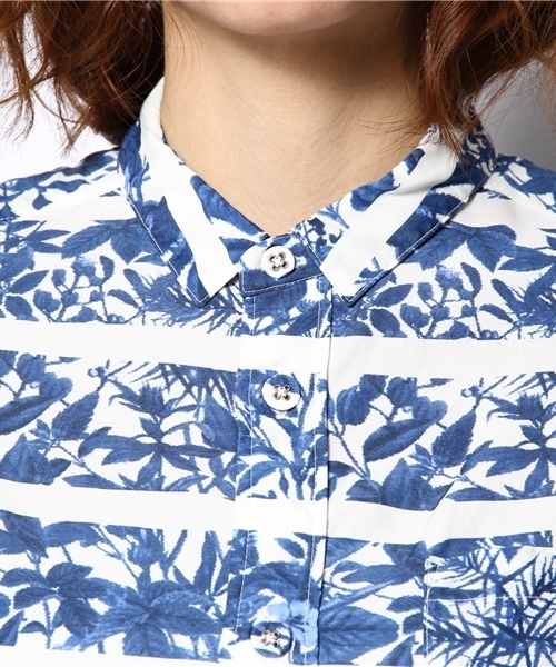 Ray BEAMS（レイビームス）の「●White Mountaineering×Ray BEAMS / 別注 ボタニカルボーダー シャツ（シャツ/ブラウス・レディース・グリーン/ネイビー・ONE SIZE）」の11枚目の写真