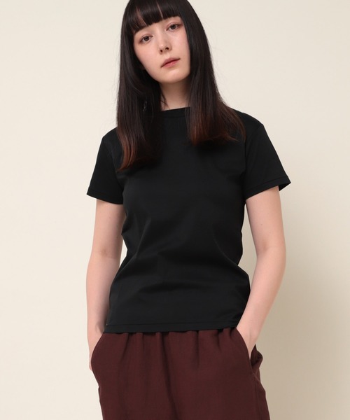RNA-N(アールエヌエーエヌ)の「M0948 80/-スムースシルケットクルーネックTシャツ(Tシャツ/カットソー・レディース・ブラック/パープル/オフホワイト/スモークグレー・MEDIUM)」の3枚目の写真