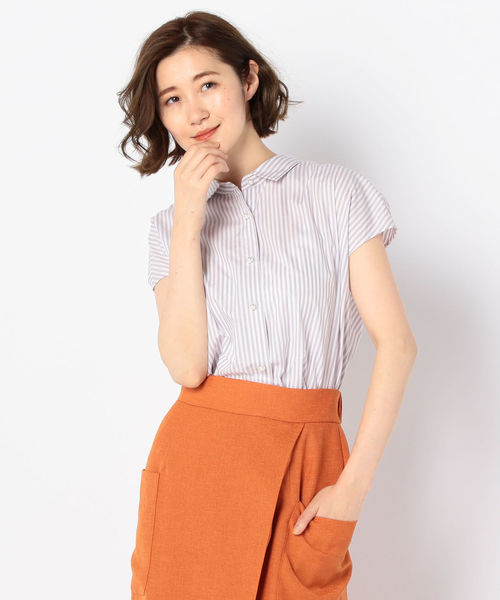 NOLLEY’S(ノーリーズ)の「パール釦半袖2wayブラウス(シャツ/ブラウス・レディース・ホワイト/グレー系その他3/ブルー系その他3/パープル系その他3・36/38)」の3枚目の写真