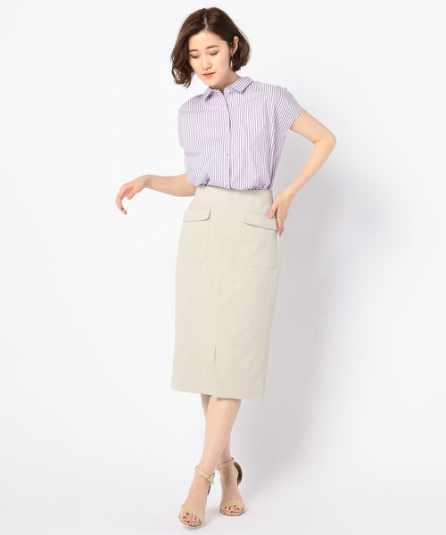NOLLEY’S(ノーリーズ)の「パール釦半袖2wayブラウス(シャツ/ブラウス・レディース・ホワイト/グレー系その他3/ブルー系その他3/パープル系その他3・36/38)」の6枚目の写真