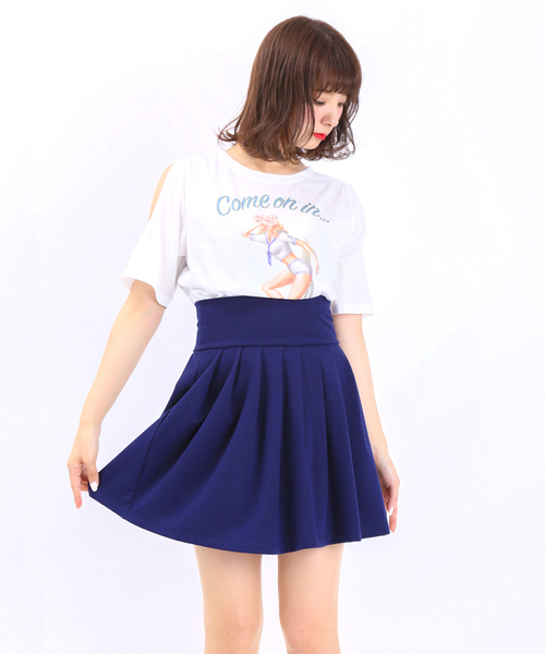 WEGO（ウィゴー）の「WEGO/ポンチタックフレアスカート（スカート・レディース・グリーン/ネイビー/レッド/オフホワイト・FREE）」の3枚目の写真