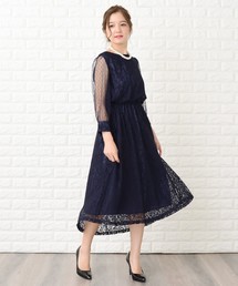 アサクラ♡花柄　立体　チュール　ワンピース　ネイビー　　ドレス アサクラ♡花柄 立体 チュール ワンピース ネイビー ドレス