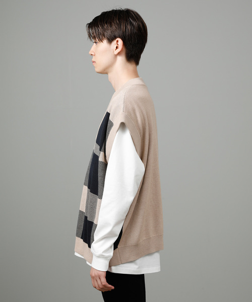 JUNRED（ジュンレッド）の「BIGチェックベスト（ベスト・メンズ・ブラック/ベージュ・FREE）」の8枚目の写真