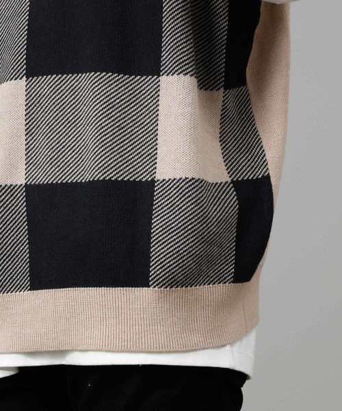 JUNRED（ジュンレッド）の「BIGチェックベスト（ベスト・メンズ・ブラック/ベージュ・FREE）」の12枚目の写真