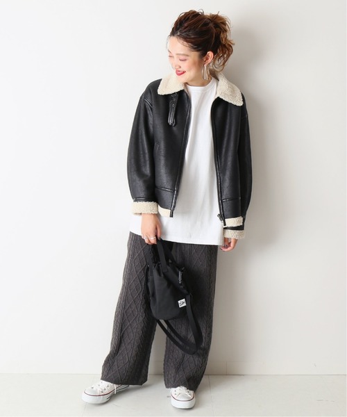 B.C STOCK（ベーセーストック）の「エコムートンB3ブルゾン（ムートンコート・レディース・ブラック/ブラウン・FREE）」の5枚目の写真