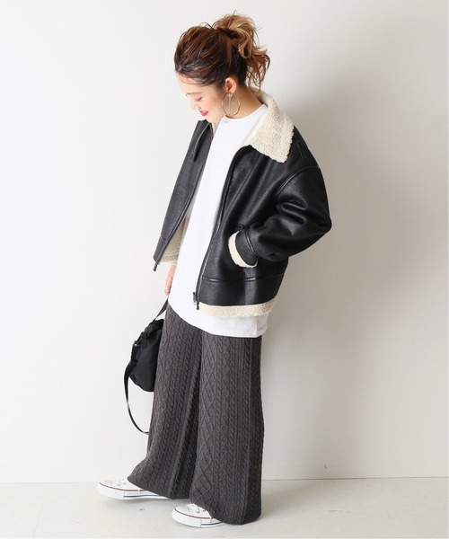 B.C STOCK（ベーセーストック）の「エコムートンB3ブルゾン（ムートンコート・レディース・ブラック/ブラウン・FREE）」の6枚目の写真