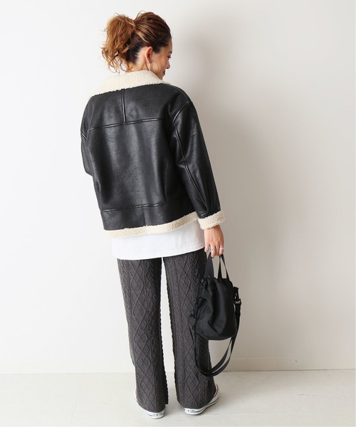 B.C STOCK（ベーセーストック）の「エコムートンB3ブルゾン（ムートンコート・レディース・ブラック/ブラウン・FREE）」の7枚目の写真