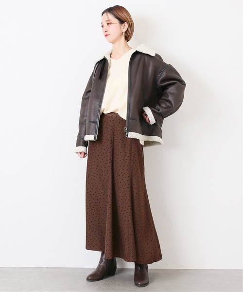 B.C STOCK（ベーセーストック）の「エコムートンB3ブルゾン（ムートンコート・レディース・ブラック/ブラウン・FREE）」の9枚目の写真