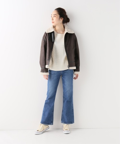 B.C STOCK（ベーセーストック）の「エコムートンB3ブルゾン（ムートンコート・レディース・ブラック/ブラウン・FREE）」の12枚目の写真