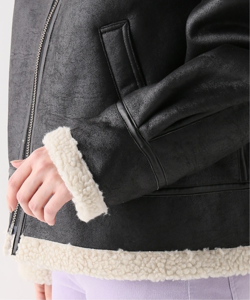 B.C STOCK（ベーセーストック）の「エコムートンB3ブルゾン（ムートンコート・レディース・ブラック/ブラウン・FREE）」の22枚目の写真