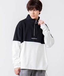 WEGO | WEGO/ハーフジップバイカラードルマンプルオーバー(スウェット)