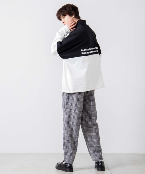 WEGO（ウィゴー）の「WEGO/ハーフジップバイカラービッグシルエットドルマンプルオーバー（スウェット・メンズ・ワイン/ブラック/ベージュ・MEDIUM/LARGE）」の15枚目の写真