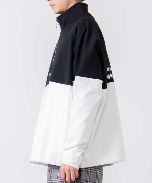 WEGO（ウィゴー）の「WEGO/ハーフジップバイカラービッグシルエットドルマンプルオーバー（スウェット・メンズ・ワイン/ブラック/ベージュ・MEDIUM/LARGE）」の19枚目の写真