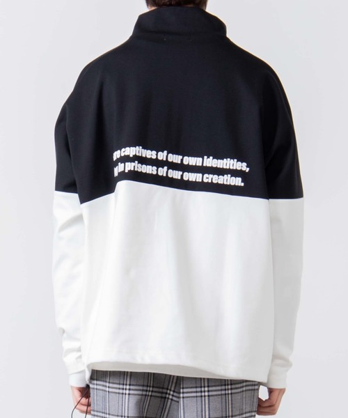 WEGO（ウィゴー）の「WEGO/ハーフジップバイカラービッグシルエットドルマンプルオーバー（スウェット・メンズ・ワイン/ブラック/ベージュ・MEDIUM/LARGE）」の20枚目の写真