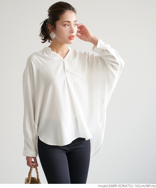 coca(coca)(コカ)の「ドルマンスタンドカラーシャツ(シャツ/ブラウス・レディース・ホワイト/ブラック・ONE SIZE)」の7枚目の写真
