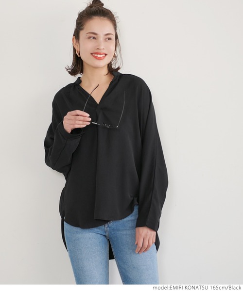 coca(coca)(コカ)の「ドルマンスタンドカラーシャツ(シャツ/ブラウス・レディース・ホワイト/ブラック・ONE SIZE)」の10枚目の写真