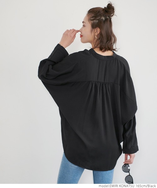 coca(coca)(コカ)の「ドルマンスタンドカラーシャツ(シャツ/ブラウス・レディース・ホワイト/ブラック・ONE SIZE)」の13枚目の写真