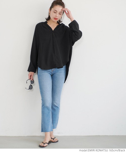 coca(coca)(コカ)の「ドルマンスタンドカラーシャツ(シャツ/ブラウス・レディース・ホワイト/ブラック・ONE SIZE)」の15枚目の写真