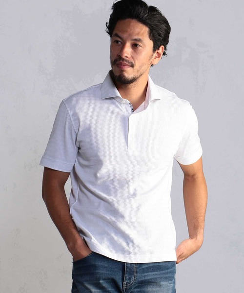 MEN'S BIGI(メンズビギ)の「リンクス柄アイスコットンポロシャツ(ポロシャツ・メンズ・ホワイト/ネイビー/ピンク・01/02/03/04)」の12枚目の写真