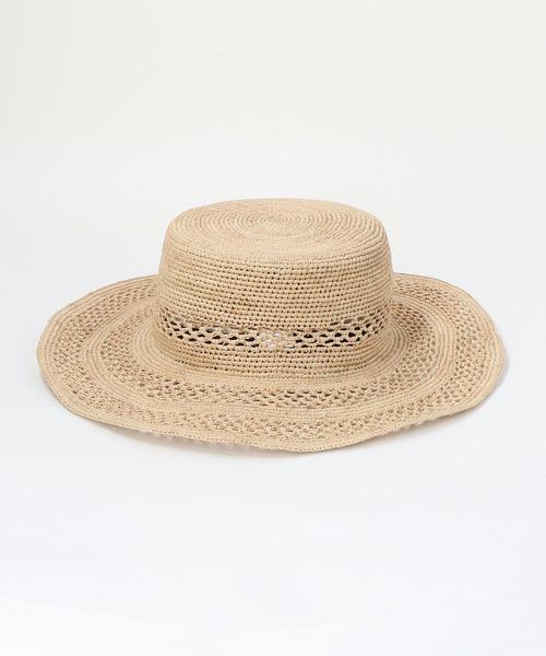 green label relaxing（グリーンレーベルリラクシング）の「CFC ラフィアカンカン ガラアミハット（ハット・レディース・ベージュ・FREE）」の4枚目の写真