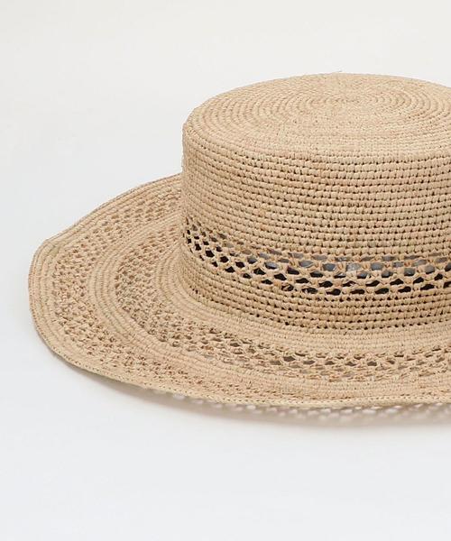 green label relaxing（グリーンレーベルリラクシング）の「CFC ラフィアカンカン ガラアミハット（ハット・レディース・ベージュ・FREE）」の5枚目の写真