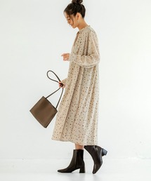 【LUXE】とばしペイント柄ギャザーワンピース