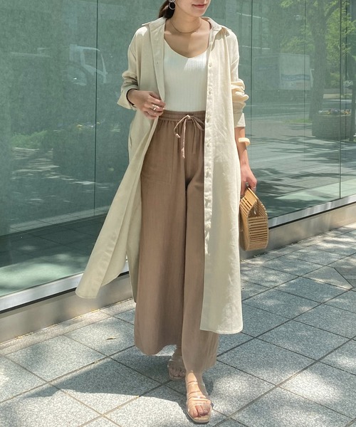 KOBE LETTUCE（コウベレタス）の「選べる半袖or長袖　リネンブレンドルーズシャツワンピース（シャツワンピース・レディース・オフホワイト/モカ/ナチュラル/グリーン系その他/ブラウン/ピンク/ベージュ系その他/ホワイト系その他/グリーン系その他2/ピンク系その他・FREE/ONE SIZE）」の22枚目の写真