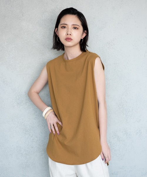 Aunt Marie's（アントマリーズ）の「AUNT MARIE'S 裾ラウンドスリットノースリーブTシャツ（Tシャツ/カットソー・レディース・ホワイト/ブラック/オリーブ/マスタード・FREE）」の21枚目の写真