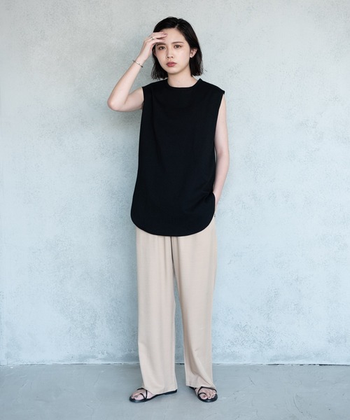 Aunt Marie's（アントマリーズ）の「AUNT MARIE'S 裾ラウンドスリットノースリーブTシャツ（Tシャツ/カットソー・レディース・ホワイト/ブラック/オリーブ/マスタード・FREE）」の22枚目の写真