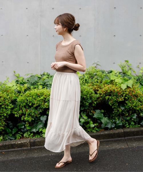 flower(フラワー)の「スウィングティアードスカート(スカート・レディース・ベージュ/ブラウン・FREE)」の8枚目の写真