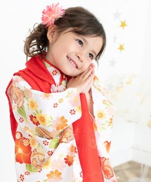 KYOETSU | 被布セット 二部式 セパレート 三歳 4点セット (  着物 + 被布 + 伊達衿 + 巾着 )(着物)