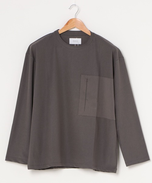 STUDIOUS（ステュディオス）の「【STUDIOUS】ZIPポケットロングスリーブTシャツ（Tシャツ/カットソー・メンズ・カーキ/ホワイト/ブラック/グレー・3/1/2）」の4枚目の写真