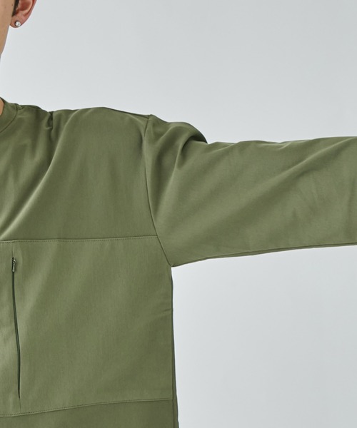 STUDIOUS（ステュディオス）の「【STUDIOUS】ZIPポケットロングスリーブTシャツ（Tシャツ/カットソー・メンズ・カーキ/ホワイト/ブラック/グレー・3/1/2）」の7枚目の写真