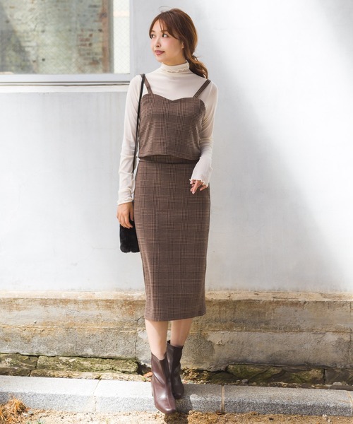 SpRay（スプレイ）の「グレンチェックビスチェ セットアップ