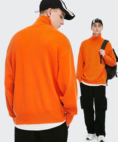 Ressaca（レサーカ）の「オーバーサイズ タートルネックボリュームニットセーター（ニット/セーター・メンズ・ブラック/グレー/ダークオリーブ/ターコイズブルー/ライム/オレンジ/ライトグリーン/クリーム/ダークパープル/グレイッシュブルー/チャコール/パープル/ブラウン/グリーン/ロイヤルブルー・M/XL/L/S）」の15枚目の写真