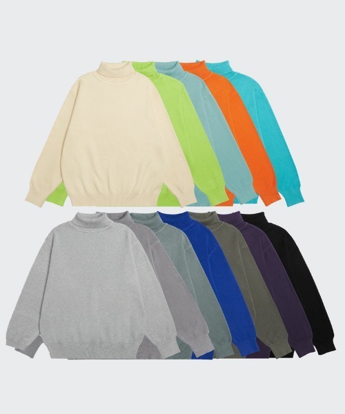 Ressaca（レサーカ）の「オーバーサイズ タートルネックボリュームニットセーター（ニット/セーター・メンズ・ブラック/グレー/ダークオリーブ/ターコイズブルー/ライム/オレンジ/ライトグリーン/クリーム/ダークパープル/グレイッシュブルー/チャコール/パープル/ブラウン/グリーン/ロイヤルブルー・M/XL/L/S）」の16枚目の写真