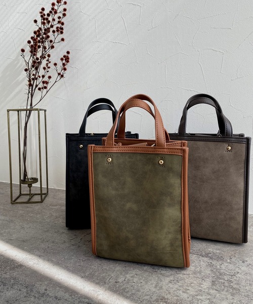 reca（レカ）の「パイピングスクエアトート（ショルダーバッグ・レディース・ブラック/ブラウン/カーキ・ONE SIZE）」の3枚目の写真