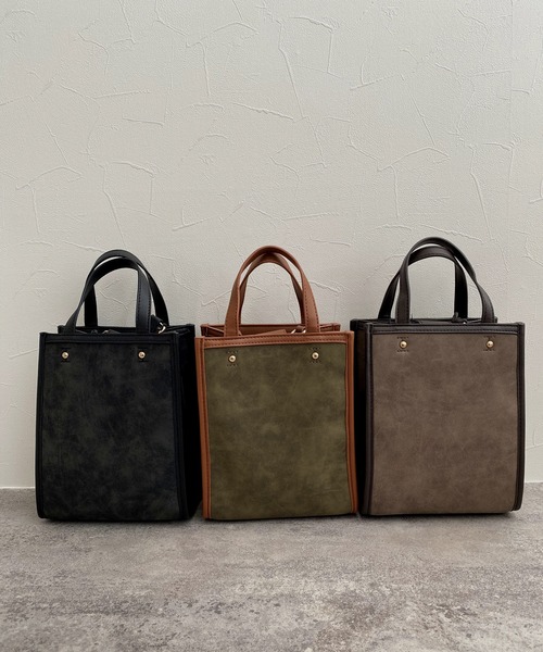 reca（レカ）の「パイピングスクエアトート（ショルダーバッグ・レディース・ブラック/ブラウン/カーキ・ONE SIZE）」の2枚目の写真