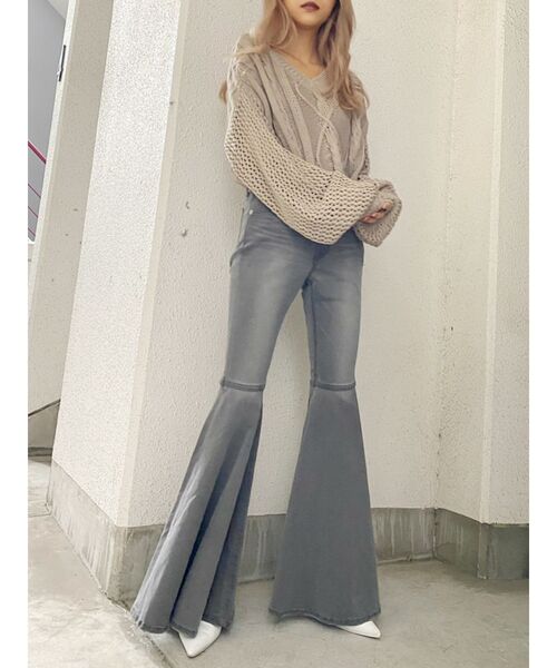 GYDA（ジェイダ）の「メッシュブリーチショートニット TOPS（ニット/セーター・レディース・ベージュ/ネイビー/ボルドー・FREE）」の14枚目の写真