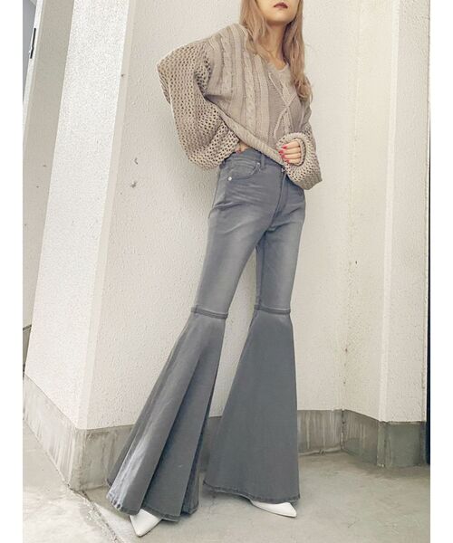 GYDA（ジェイダ）の「メッシュブリーチショートニット TOPS（ニット/セーター・レディース・ベージュ/ネイビー/ボルドー・FREE）」の13枚目の写真