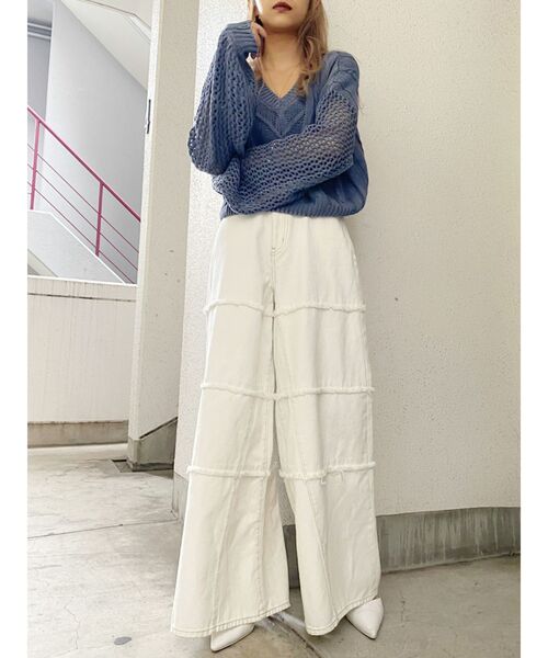 GYDA（ジェイダ）の「メッシュブリーチショートニット TOPS（ニット/セーター・レディース・ベージュ/ネイビー/ボルドー・FREE）」の11枚目の写真