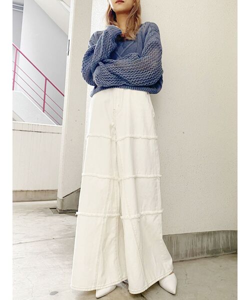 GYDA（ジェイダ）の「メッシュブリーチショートニット TOPS（ニット/セーター・レディース・ベージュ/ネイビー/ボルドー・FREE）」の10枚目の写真